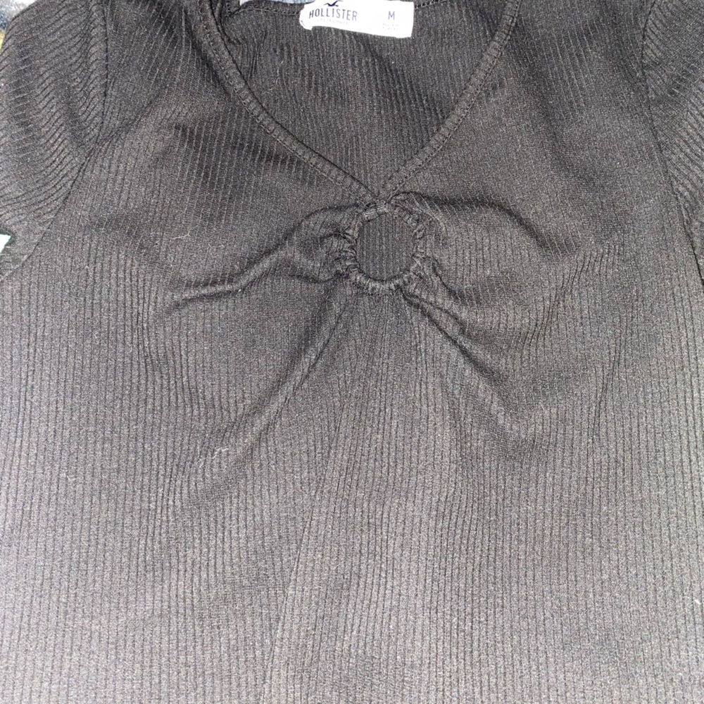 Hollister Black Gathered Detail Top